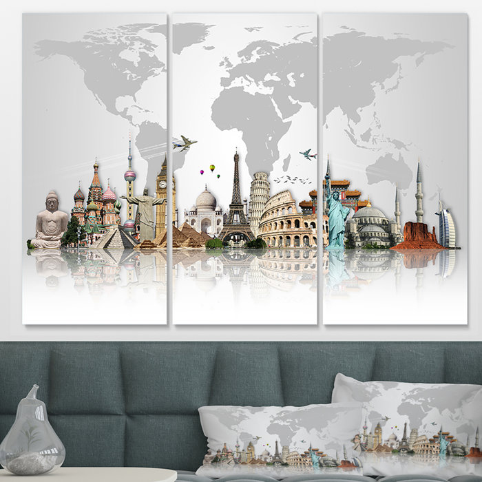 Ebern Designs Famous Monuments Across World by Designart - 3 Piece